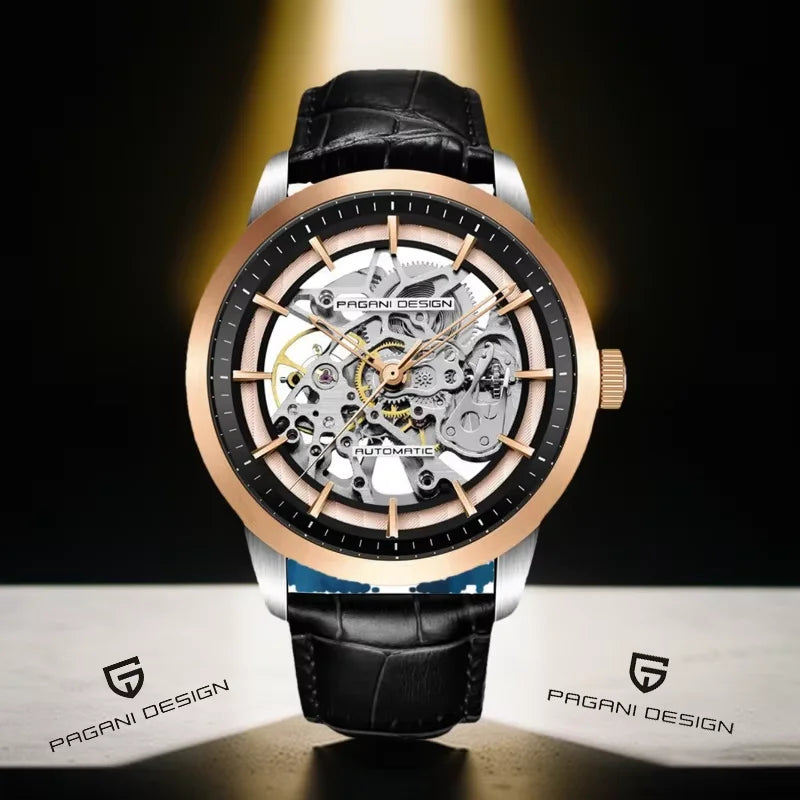 ChronoState Monarch Hollow Automatic Skeleton Leather Watch for Men