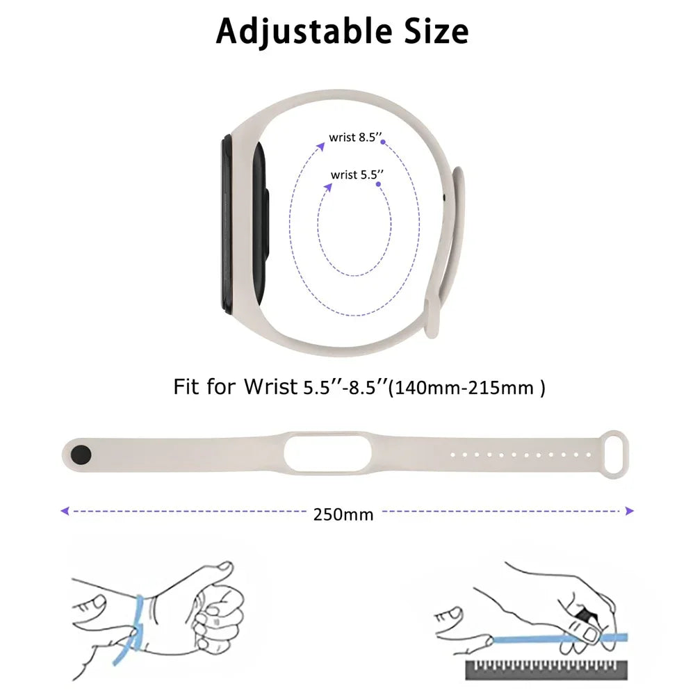 2PCS Watch Strap For Xiaomi Mi Band 7 6 5 4 3 Wristband Silicone Bracelet Wrist Straps MiBand 3/4 band6 Smartwatch Accessories