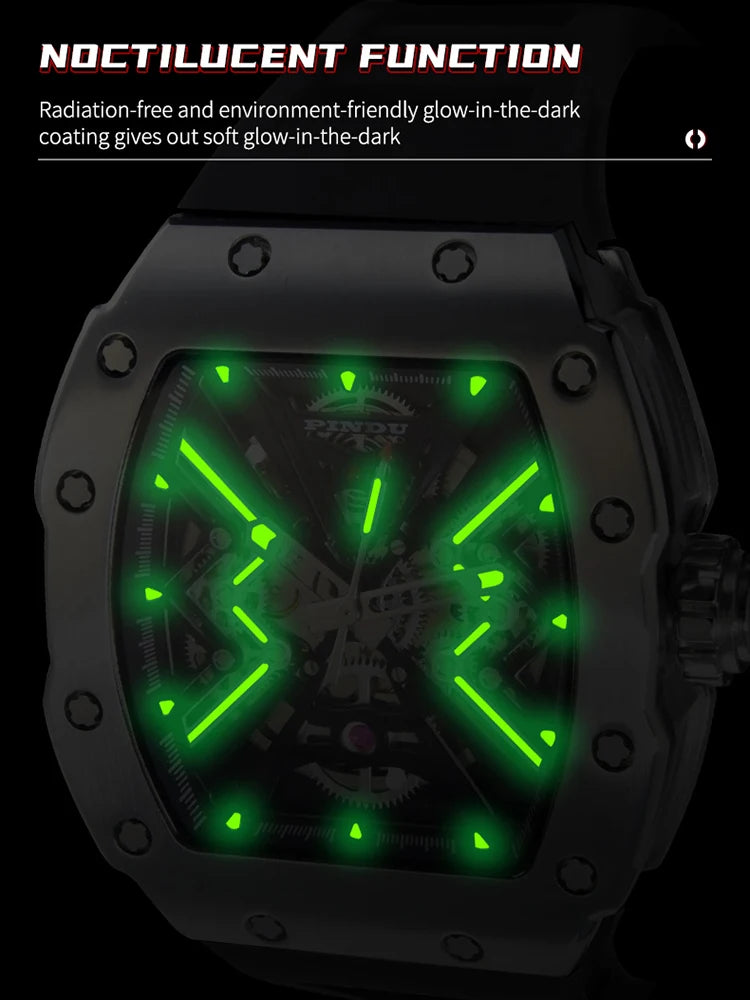 PINDU Mechanical Watch Sapphire Dial Stainless Steel Case