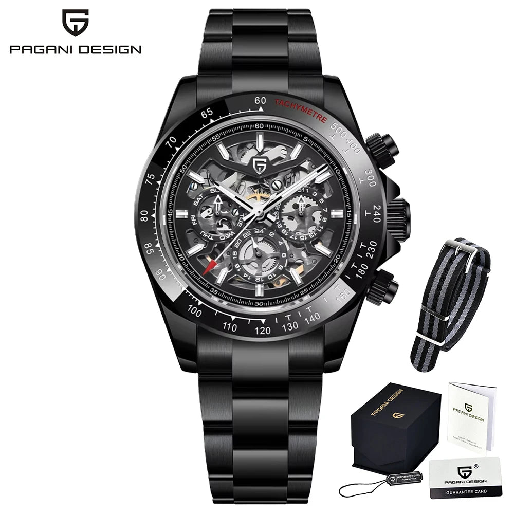 PAGANI DESIGN Montre Automatique Mécanique Homme Acier Inoxydable Étanche Sport 10 Bar Montre Décontractée de Luxe pour Hommes Reloj Hombre