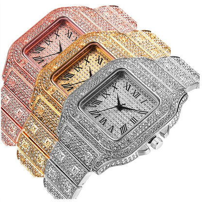 Montres de luxe en diamant pour hommes et femmes, montre en or, montre-bracelet pour dames, montres de luxe en strass, montres-bracelets unisexes, horloge féminine 2024 Nouveau