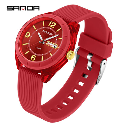 SANDA Quartz Watch for Women Waterproof Auto Date Week Elegant Luxury Ladies Wristwatch Waterproof Analog Women's Watches