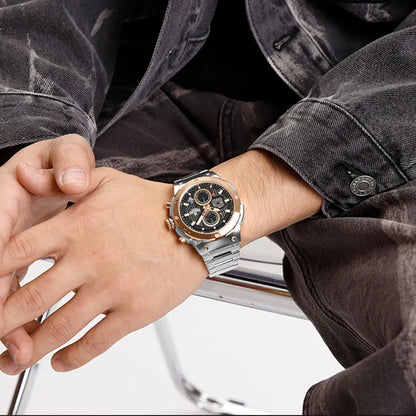 NAVIFORCE Montre Homme Quartz Top Marque Luxe Lumineux Chronographe Montre-Bracelet Acier Inoxydable Étanche Hommes Date Calendrier Horloge