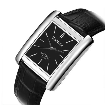 ChronoState Square Minimal – Montre unisexe à quartz en cuir | Montre élégante et décontractée