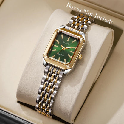 Montres Femme Rectangle Mode Bracelet Acier Dames Montre-Bracelet à Quartz Reloj Mujer Fille Horloge Cadeau (Sans boîte)