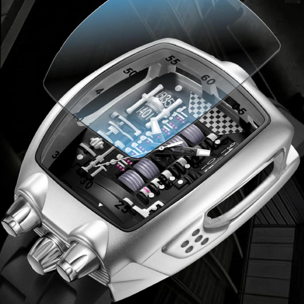 Alien Y2k Transparent hollow design Quartz Watch Mens Special Creative unique case Shape Design Fashion Men Watch AAA Clock