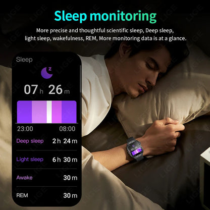 Montre Intelligente Homme Militaire Extérieur Sport Santé Moniteur Appel Bluetooth Assistant Vocal Étanche Pour Android IOS Montre Connectée
