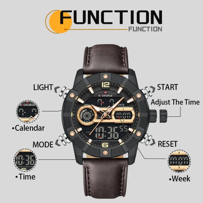 Montre Homme NAVIFORCE Tendance Sport Étanche Alarme Compte à Rebours Affichage Calendrier Automatique Marque de Luxe Montre Quartz Originale Homme