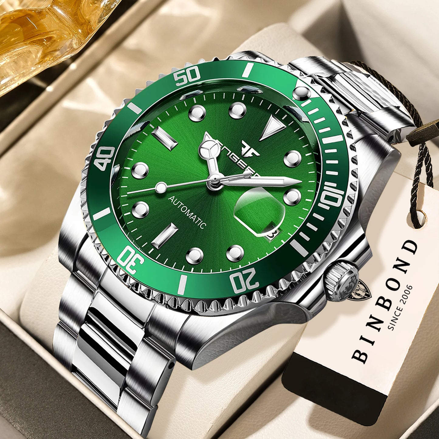 BINBOND Luxury mechanical wristwatches for men luminous waterproof automatic tourbillon men's watch business skeleton reloj