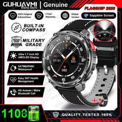 Montre connectée 2026 New T-Rex3 Pro 1100mAh Batterie GPS 5ATM Étanche Sport Course Extérieur Boussole Militaire