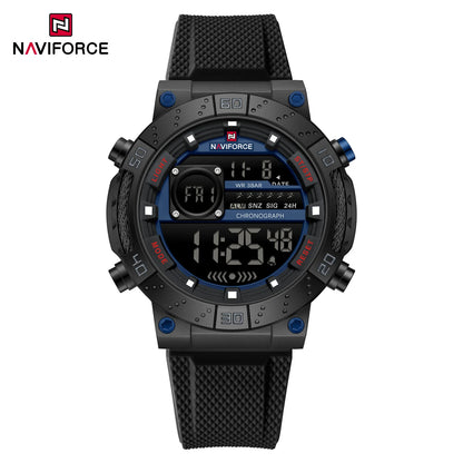 NAVIFORCE – Montres militaires pour hommes, à quartz numérique, en silicone, chronographe, étanche, avec affichage de la date