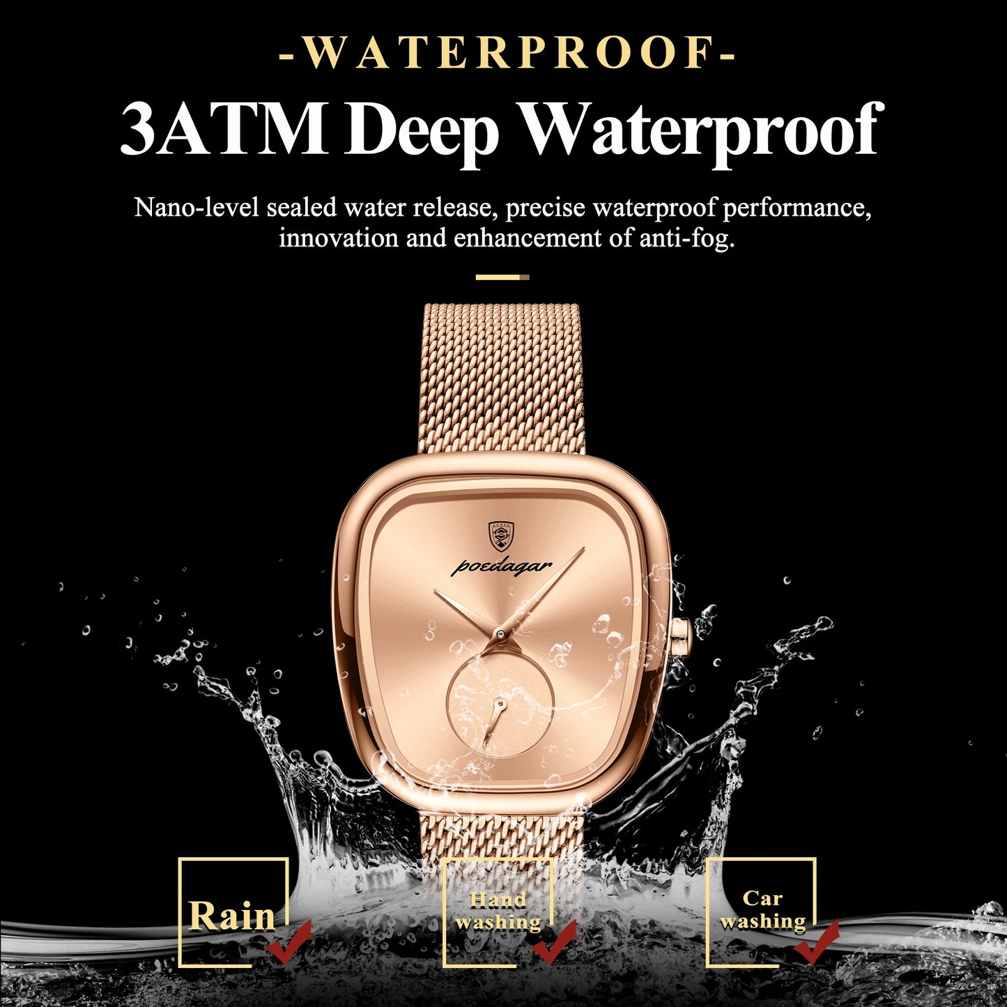 POEDAGAR Montre Femme Luxe Marque Étanche Acier Inoxydable Maille Montres Femme Mode Élégante Quartz Montre-Bracelet Femme Reloj