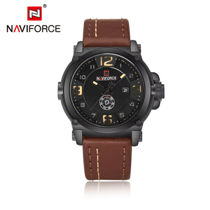 NAVIFORCE NF9099 Military Analog Date Watch Leather Strap