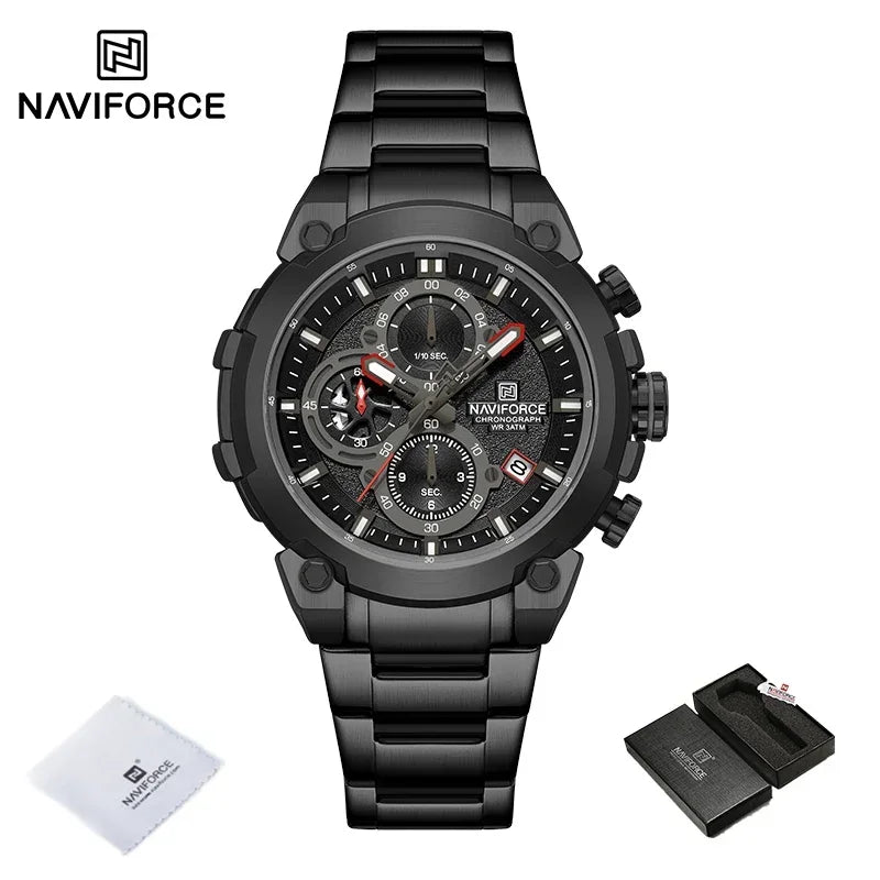 Montre Militaire Homme NAVIFORCE Luxe Étanche Quartz Chronographe Bracelet Montre Masculino Tendance Horloge