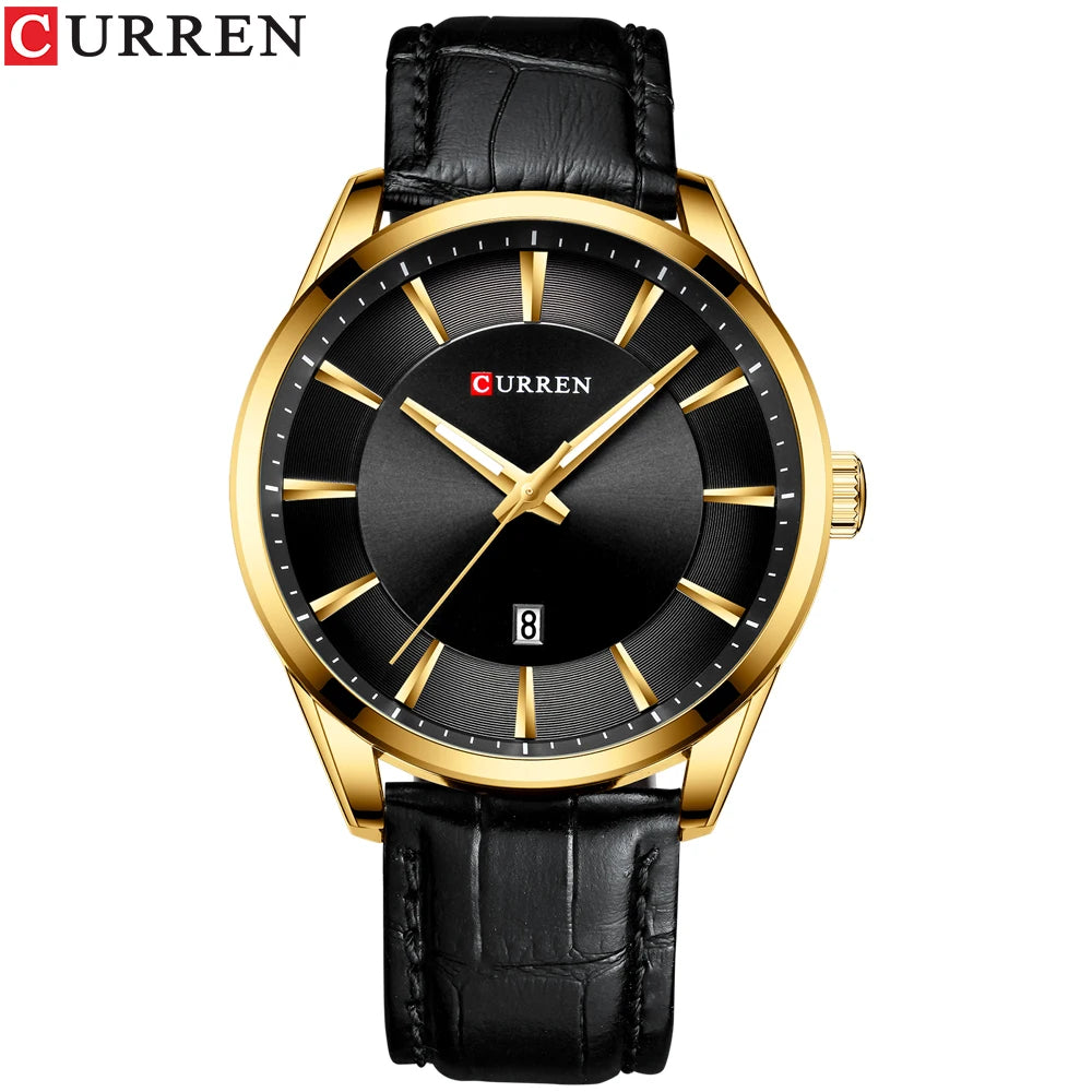 Montres CURREN à Quartz pour Hommes, Bracelet en Cuir, Montres-Bracelets Masculines, Marque de Luxe, Horloge d'affaires pour Hommes, 45 mm, Reloj Hombres