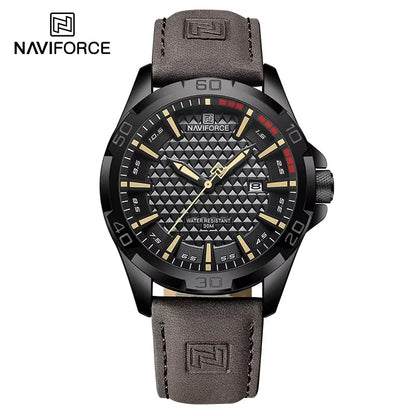 Montre-bracelet à quartz décontractée NAVIFORCE pour homme, style militaire, avec calendrier, étanche, en cuir, pour homme d'affaires, Relogio Masculino