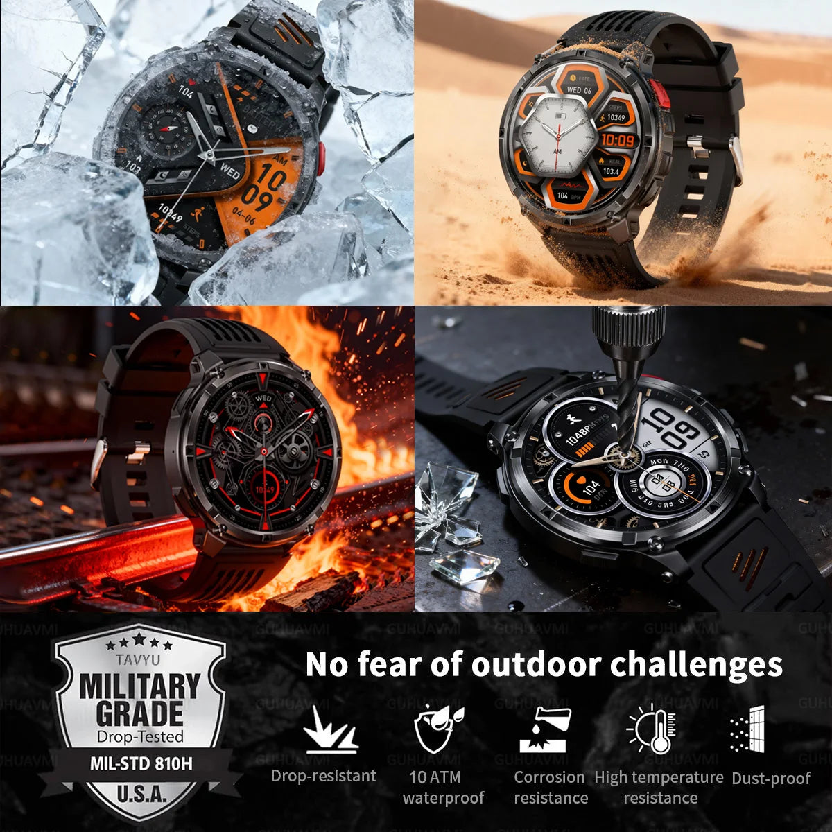 Montre connectée intelligente T-Rex3 Ultra 1100mAh Super Capacité pour hommes adultes 2026, grand écran 1,7", appel, étanche 5ATM, montres de sport