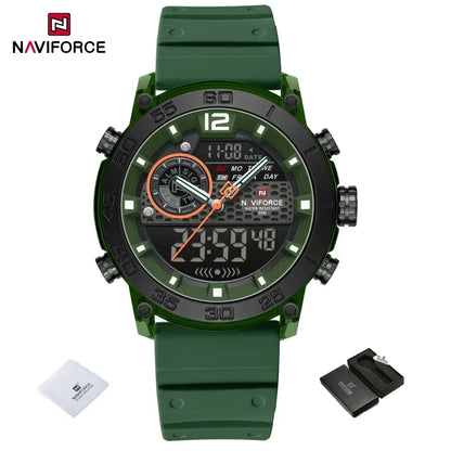 NAVIFORCE Nouvelle Montre-bracelet de Sport Multifonctionnelle pour Hommes, Légère, à Quartz, avec Chronomètre, Double Affichage de l'Heure et Lumière Nocturne, pour Garçons