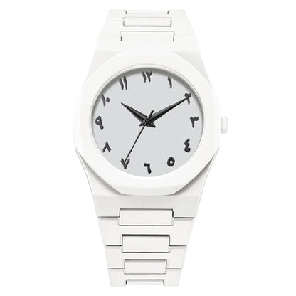 Men's quartz watch with Arabic numeral dial and black strap