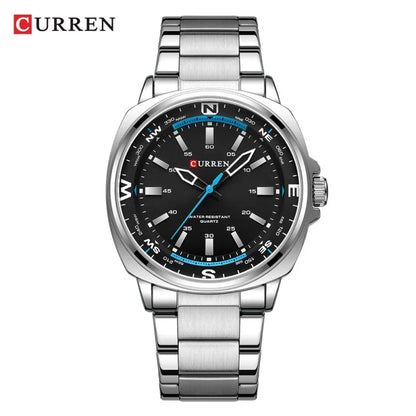 CURREN 8455 Montre à quartz de mode pour hommes Montre-bracelet de luxe étanche en acier inoxydable avec veilleuse reloj hombre