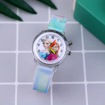 Elsa-themed kids watch with silicone strap and luminous display