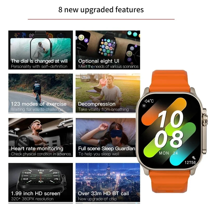 Montre connectée Originale T900 Ultra 2 49mm Homme Femme Appel Bluetooth Musique BT Jeu Chargement sans fil NFC Smartwatch Pour Android IOS