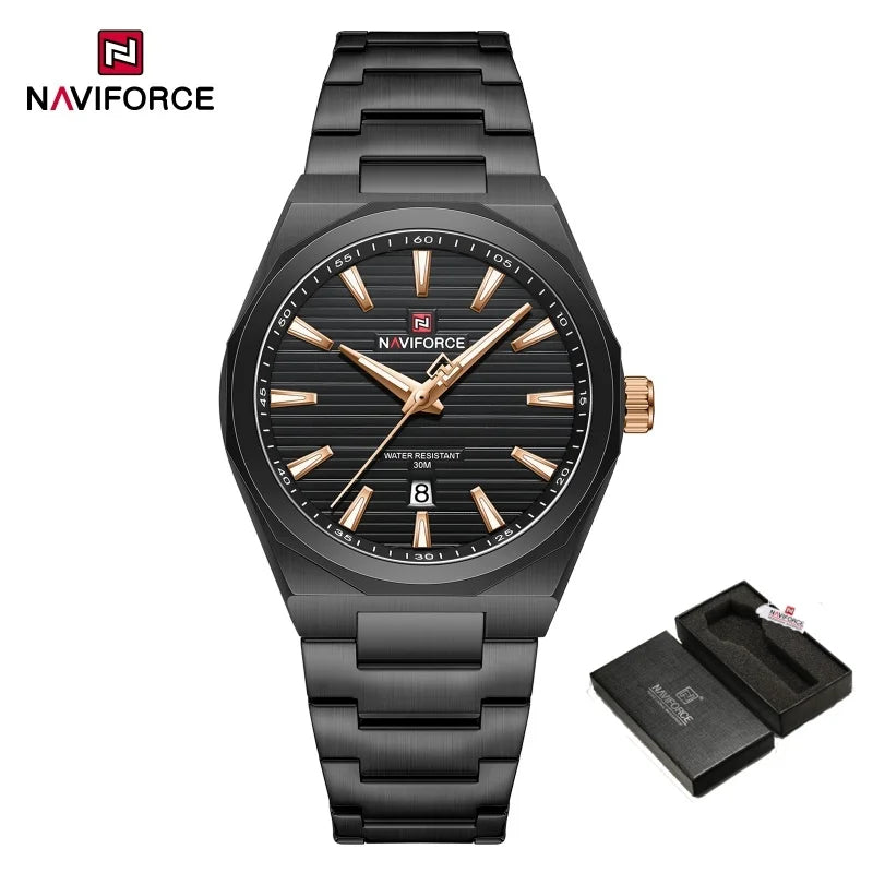 NAVIFORCE Montre-bracelet à quartz étanche Mode Point lumineux Homme Affichage de la date Montre de sport Montres pour homme Relogio Masculino