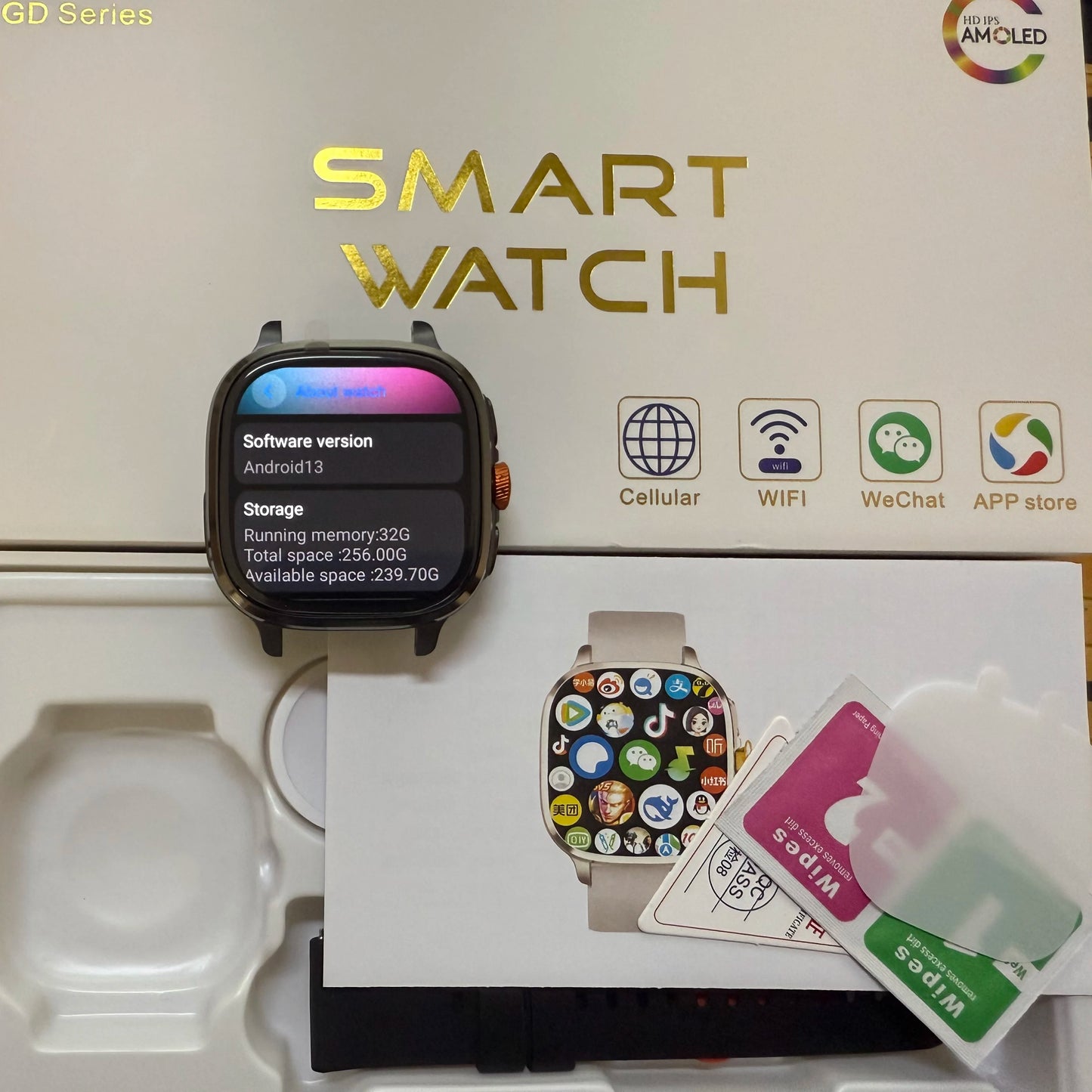 Montre connectée S99, version globale Android 13.0, écran AMOLED 2,4 pouces, insertion carte SIM, GPS, WIFI, caméra rotative à 190°, jeux