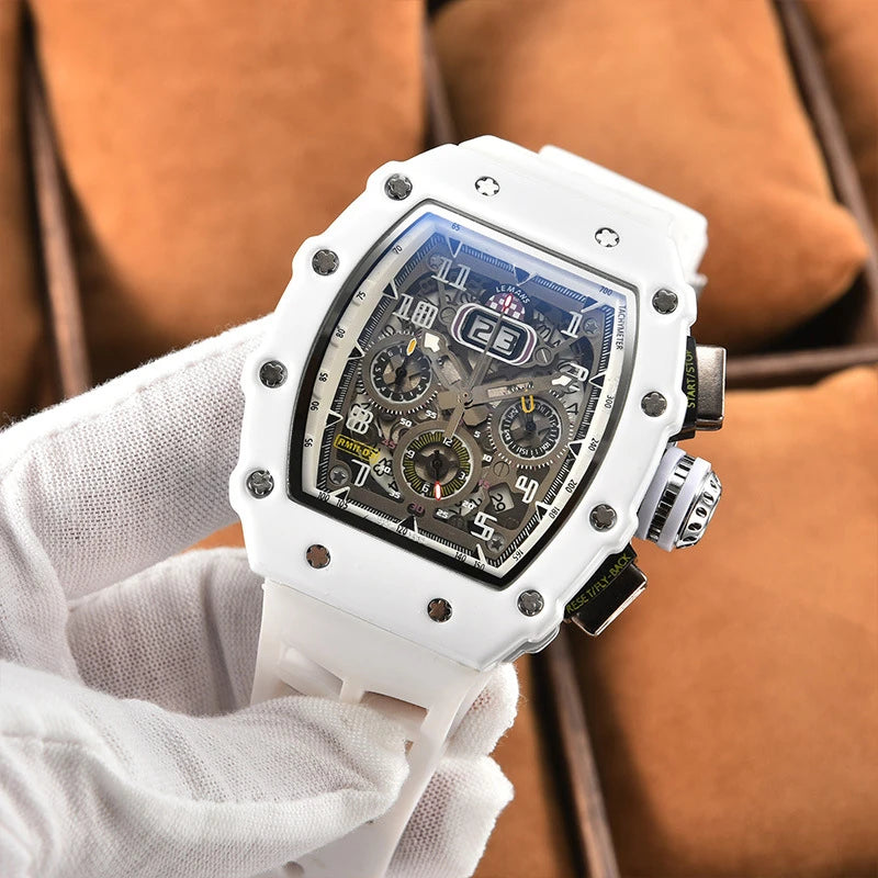 Nouvelle génération de montre de sport creuse, design professionnel, montre moderne, mécanisme sportif, mouvement à quartz, petits trois disques, montre artisanale