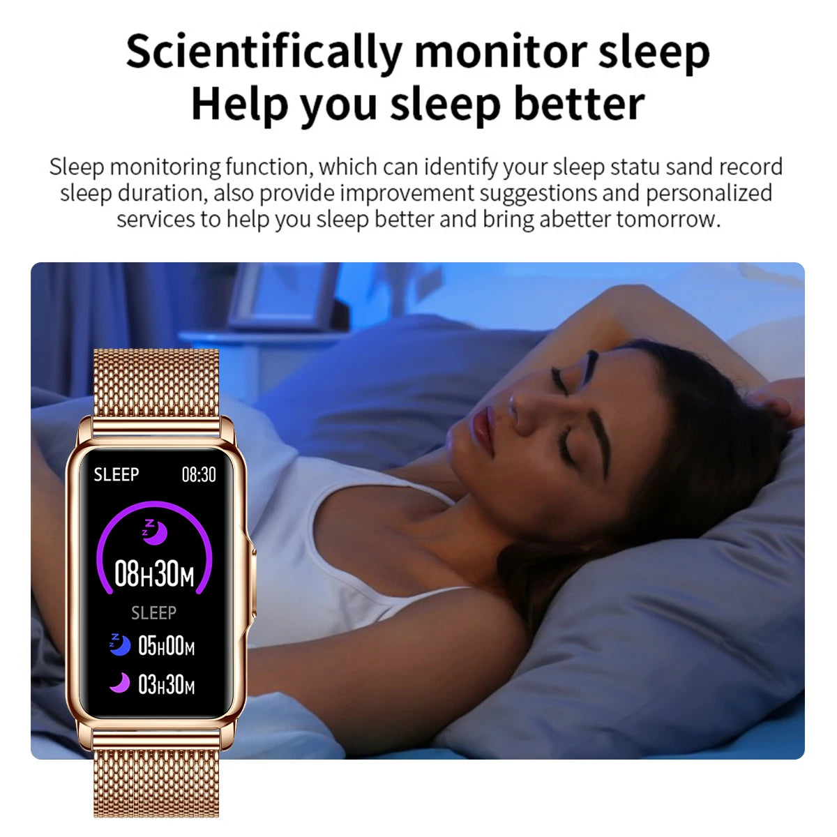 Montre intelligente LIGE pour hommes et femmes, bracelet intelligent de fitness, moniteur de fréquence cardiaque et de tension artérielle, étanche, appels Bluetooth