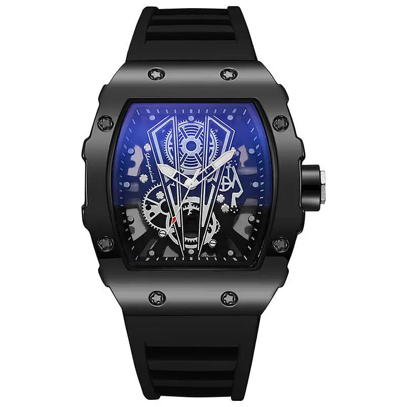 1/2 Montres homme tendance Montre de luxe à grand cadran à quartz Montre de sport décontractée à bracelet en silicone Reloj Hombre (sans boîte)