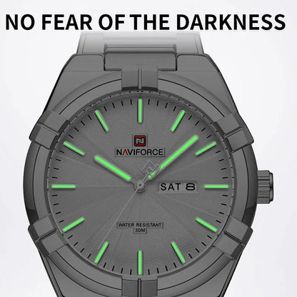 Montre bracelet à quartz pour homme de la marque NAVIFORCE, en acier inoxydable, étanche, horloge de luxe tendance et professionnelle NF9218