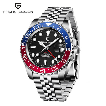 Nouvelle montre PAGANI DESIGN GMT automatique 1662 pour hommes, 40 mm, bracelet de marque supérieure, étanche 100 m, montres-bracelets mécaniques pour hommes, horloge