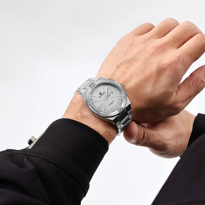 Montre bracelet à quartz pour homme de la marque NAVIFORCE, en acier inoxydable, étanche, horloge de luxe tendance et professionnelle NF9218