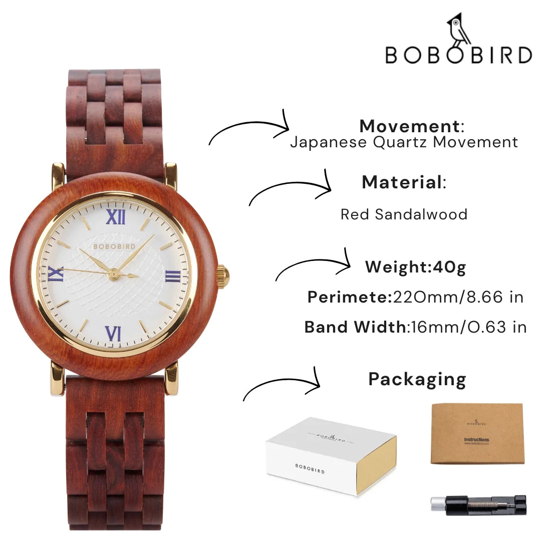 Montre en bois BOBO BIRD pour femmes 2025 Nouvelle montre-bracelet à quartz élégante pour dames et filles Montre en bois naturel Cadeau pour petite amie