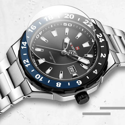 NAVIFORCE – Montre de luxe sportive à quartz, lumineuse, avec calendrier, pour homme, en acier inoxydable, étanche, Relogio Masculino