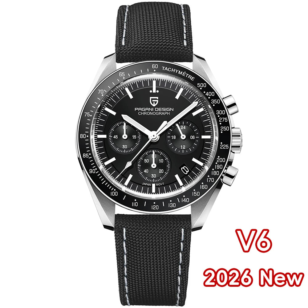 PAGANI DESIGN 2026 Nouvelle V5 PD1701 Montres Homme Luxe Montre à Quartz Homme Sport Vitesse Chronographe Verre Saphir AR Étanche 100M