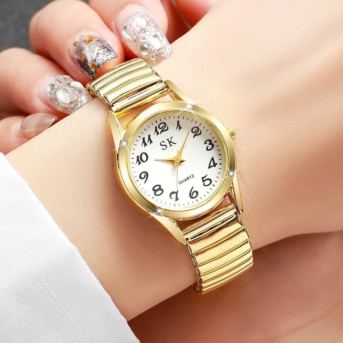Montres Élégantes pour Femmes à Petit Cadran, Montre à Quartz Tendance avec Bracelet Élastique, Reloj Mujer (Sans Boîte)