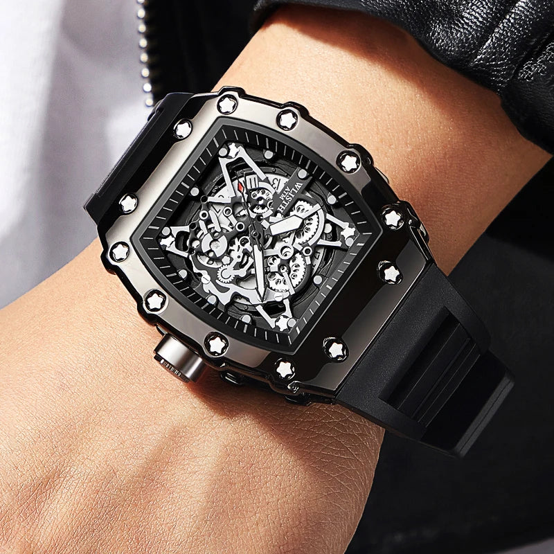 Montre de sport étanche à quartz lumineuse à grand cadran carré pour hommes