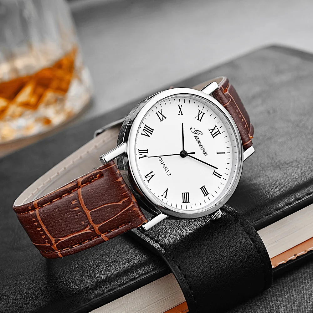 Men Watches Business Wrist Watch Luxury Leather Strap Analog Watches Quartz Wristwatches Clock Men Women Casual Simple Watch
