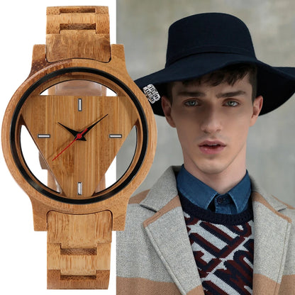 Bobo Bird Montres géométriques superbes montre-bracelet à quartz en bois inversé en bambou pour homme