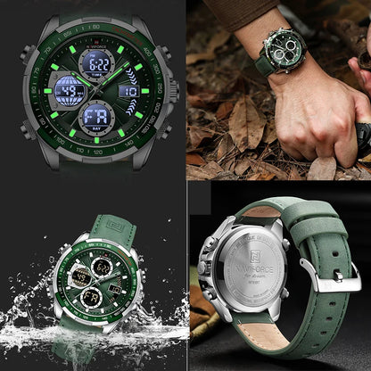 Montre Militaire NAVIFORCE pour Homme Chronographe Multifonction Sport Étanche 3ATM avec Alarme Affichage Jour et Date Cadeaux pour Hommes Horloge