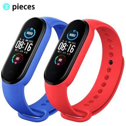 2PCS Watch Strap For Xiaomi Mi Band 7 6 5 4 3 Wristband Silicone Bracelet Wrist Straps MiBand 3/4 band6 Smartwatch Accessories
