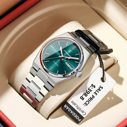POEDAGAR Montres élégantes pour femmes Étanche Lumineux Date Semaine Montre Femme Quartz Acier inoxydable Montre-bracelet de mode pour femme