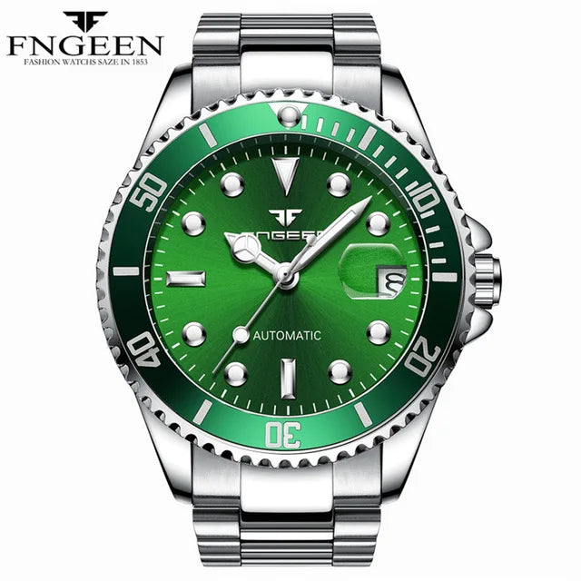 FNGEEN 9001 Luxury Brand Men Watch Steel Tourbillon Skeleton Mechanical Watches Luminous Automatic Date Diamond Wristwatch
