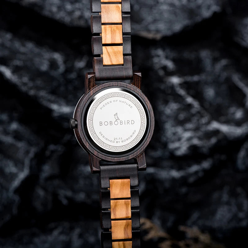 Montre en pierre BOBO BIRD pour hommes Relogio Masculino 2022 Nouvelle montre-bracelet en bois pour hommes Cadeau de Noël personnalisé Dropshipping