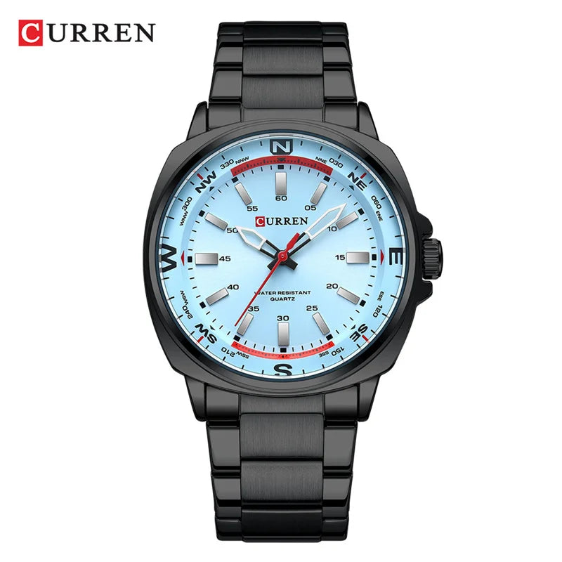 CURREN 8455 Montre à quartz de mode pour hommes Montre-bracelet de luxe étanche en acier inoxydable avec veilleuse reloj hombre