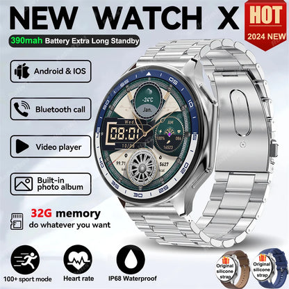Montre connectée AMOLED 1.43 pouces, vision surround 3D, lecteur avec grande mémoire 4Go, IP68, pour hommes, 2024, nouveaux écouteurs TWS pour OPPO Watch X