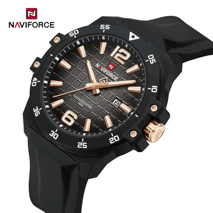 Nouvelle montre homme NAVIFORCE, style mode, mouvement à quartz de luxe, bracelet sport en silicone, étanche et lumineuse, cadeau pour homme