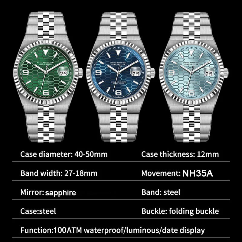 PINDU NH35A Automatic Mechanical Sapphire Watch 100M